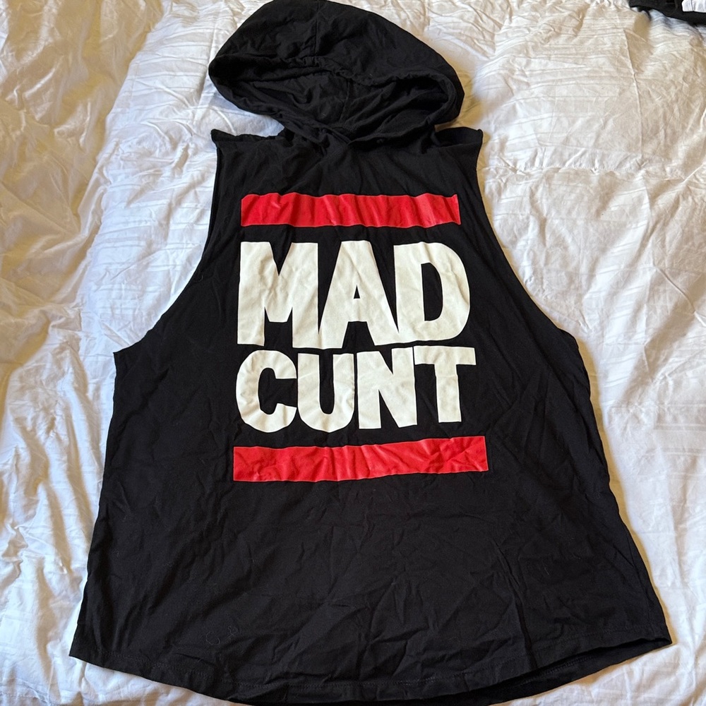 Black Sleeveless Hoodie MAD C*NT from Australia .. Baby Get Dirty